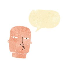 cartoon bald tough guy with speech bubble N2