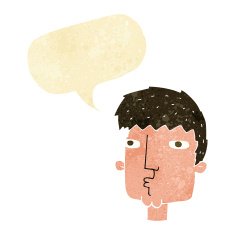 cartoon curious man with speech bubble N2