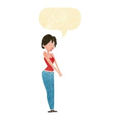 cartoon content woman with speech bubble N2