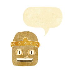 cartoon robot head with speech bubble N5
