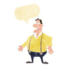 cartoon shocked man with speech bubble N6