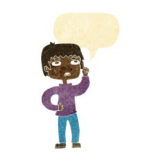 cartoon boy with question speech bubble N2