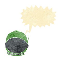 cartoon astronaut face with speech bubble
