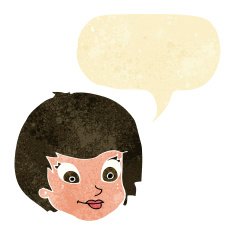cartoon female face with speech bubble N5