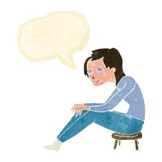 cartoon crying woman with speech bubble