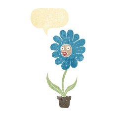 cartoon flower with speech bubble