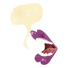 cartoon halloween mouth with speech bubble