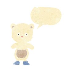 cartoon polar bear cub with speech bubble N3