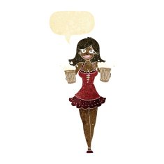 cartoon beer festival girl with speech bubble