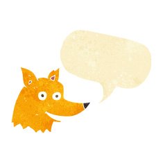 cartoon fox head with speech bubble N2