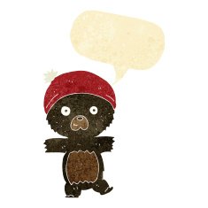 cartoon cute black bear with speech bubble N4