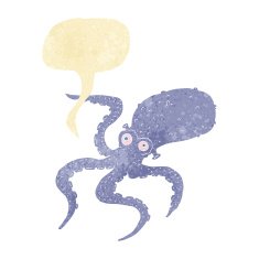 cartoon octopus with speech bubble N3
