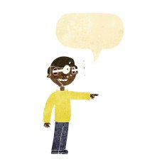 cartoon staring man with speech bubble