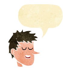 cartoon happy boy face with speech bubble N2