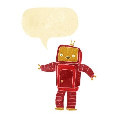 cartoon robot with speech bubble N3