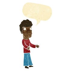 cartoon confused man with speech bubble N3