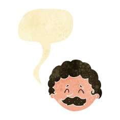 cartoon man with mustache speech bubble N4