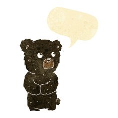 cartoon black bear cub with speech bubble