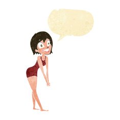 cartoon excited woman with speech bubble N7