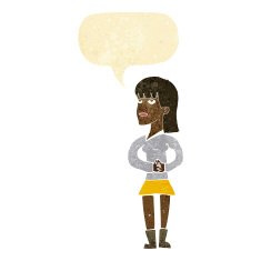 cartoon woman waiting with speech bubble N2