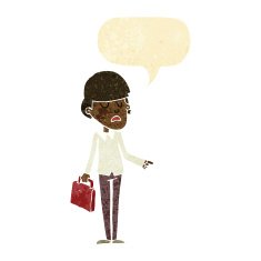 cartoon arrogant businessman pointing with speech bubble
