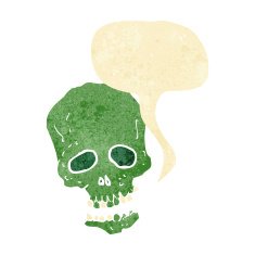cartoon skull with speech bubble N4