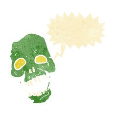 cartoon scary skull with speech bubble N5