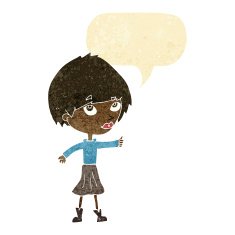 cartoon woman giving thumbs up symbol with speech bubble