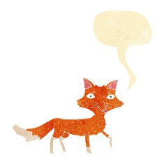 cartoon little fox with speech bubble N2