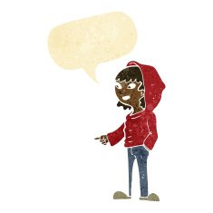 cartoon pointing teenager with speech bubble