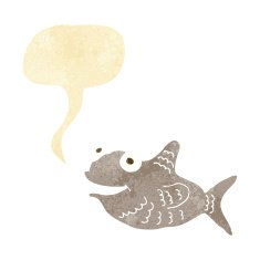 cartoon happy fish with speech bubble N3