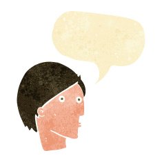 cartoon surprised face with speech bubble