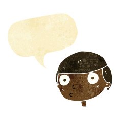 cartoon boy staring with speech bubble