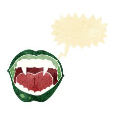 cartoon vampire mouth with speech bubble N3