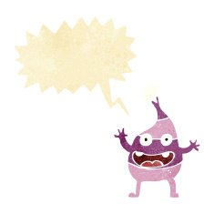 cartoon funny creature with speech bubble N2