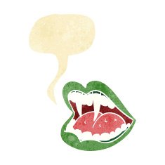 cartoon vampire mouth with speech bubble N4