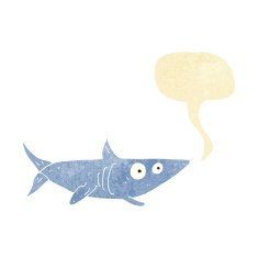 cartoon happy shark with speech bubble N2