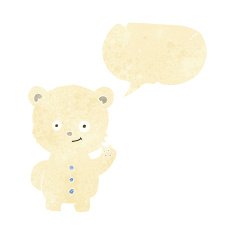 cartoon polar bear cub with speech bubble N4