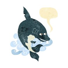 funny cartoon shark with speech bubble N3