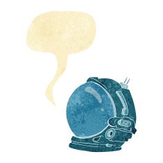 cartoon astronaut helmet with speech bubble N2