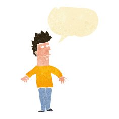 cartoon worried man with speech bubble N7
