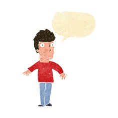 cartoon worried man with speech bubble N8