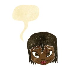 cartoon female face with speech bubble N9