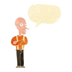 cartoon mean old man with speech bubble