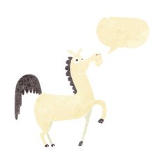 funny cartoon horse with speech bubble N2
