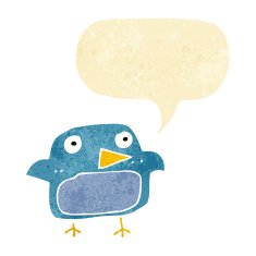 cartoon bluebird with speech bubble N2
