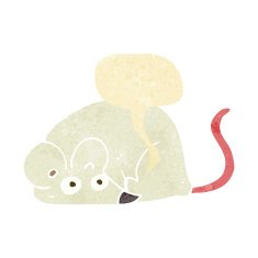 cartoon white mouse with speech bubble N2