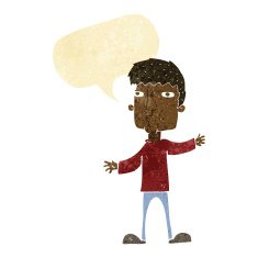 cartoon curious man with speech bubble N3