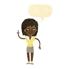 cartoon woman with idea speech bubble N7