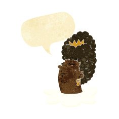cartoon queen's head with speech bubble